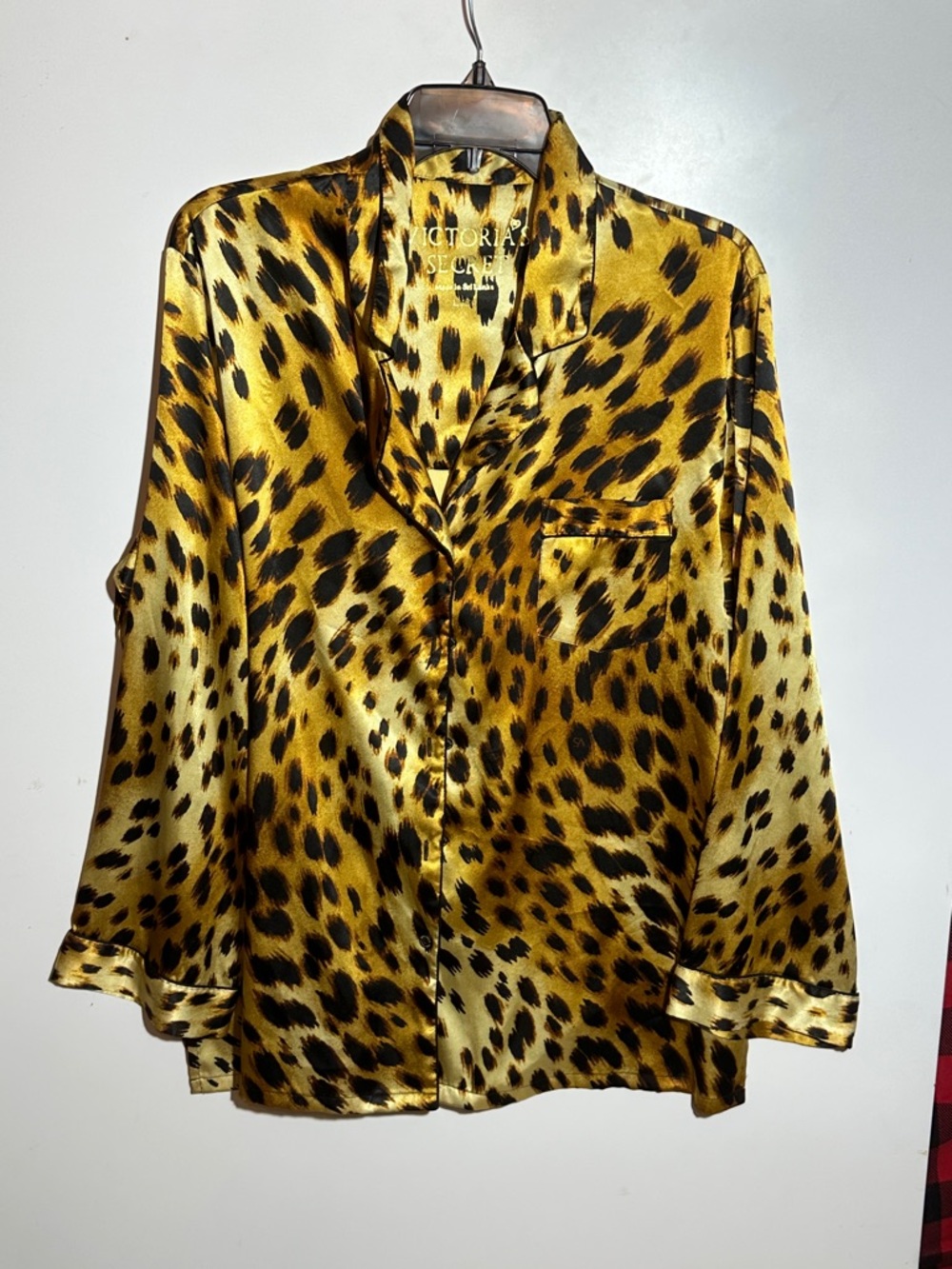 Victoria's Secret Gold and Black Leopard Satin Shirt